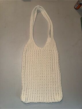 Handmade Crocheted Tote Bag in Cream